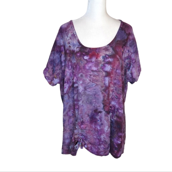 Oh My Gauze! Tops Oh My Gauze Purple Tie Dyed Ruched Top Size 2
